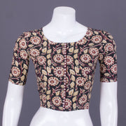 Black Handblock Printed Cotton Blouse 10069789 - Avishya