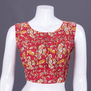 Red Handblock Printed Cotton Blouse 10069794 - Avishya