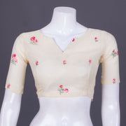 Beige Embroidered Cotton Blouse 10069796 - Avishya