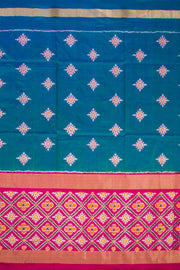 Universal Size Blue Ikat Pattu Pavadai Material 10069825