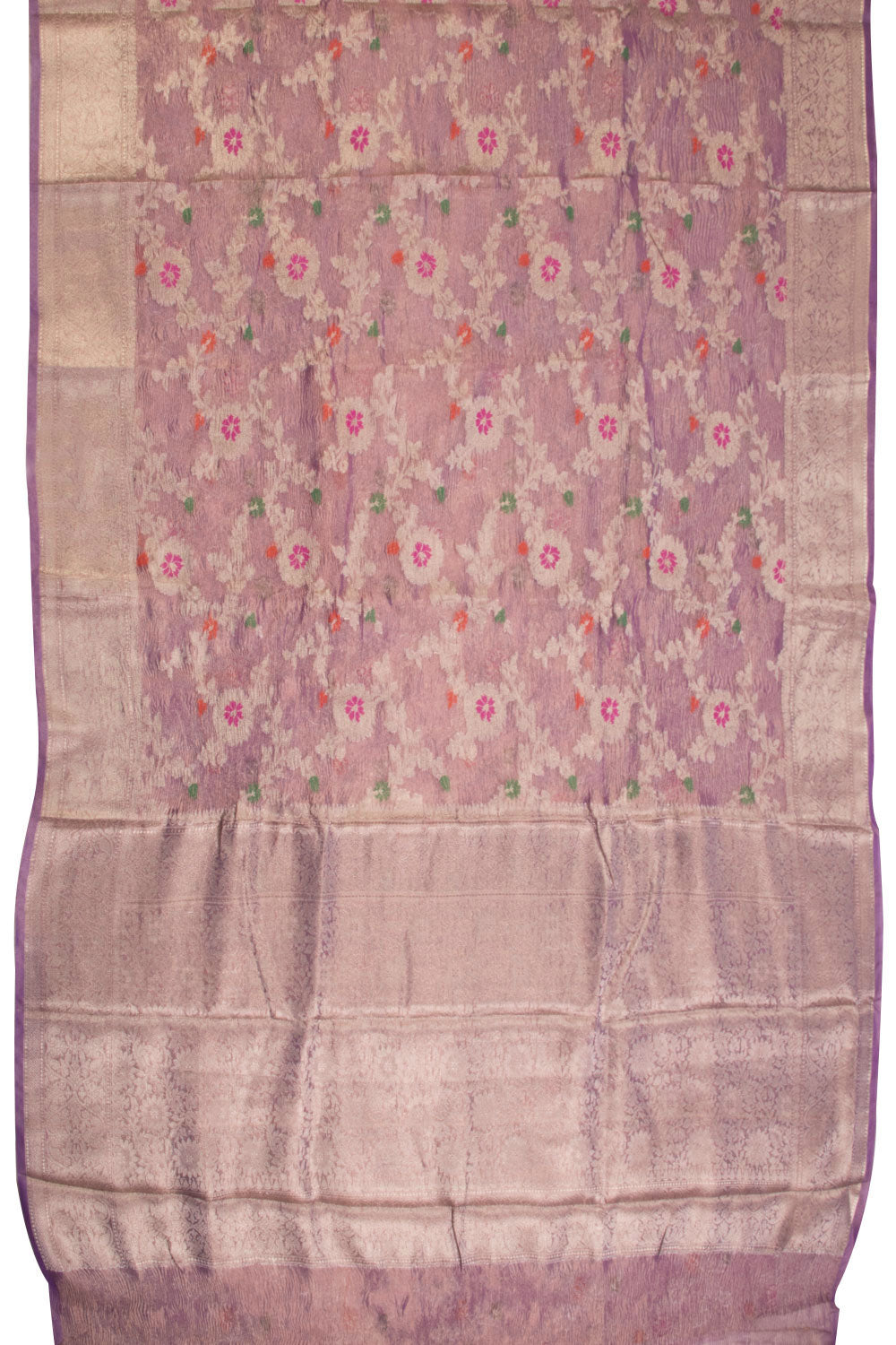Mauve Purple Banarasi Crushed Tissue Organza Saree 10069836 - Avishya