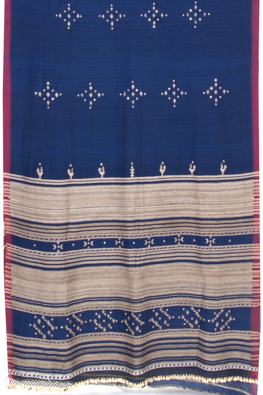 Blue Handloom Bhujodi Tussar Cotton Saree 10069841 - Avishya