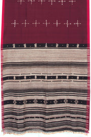 Maroon Handloom Bhujodi Tussar Cotton Saree 10069843 - Avishya