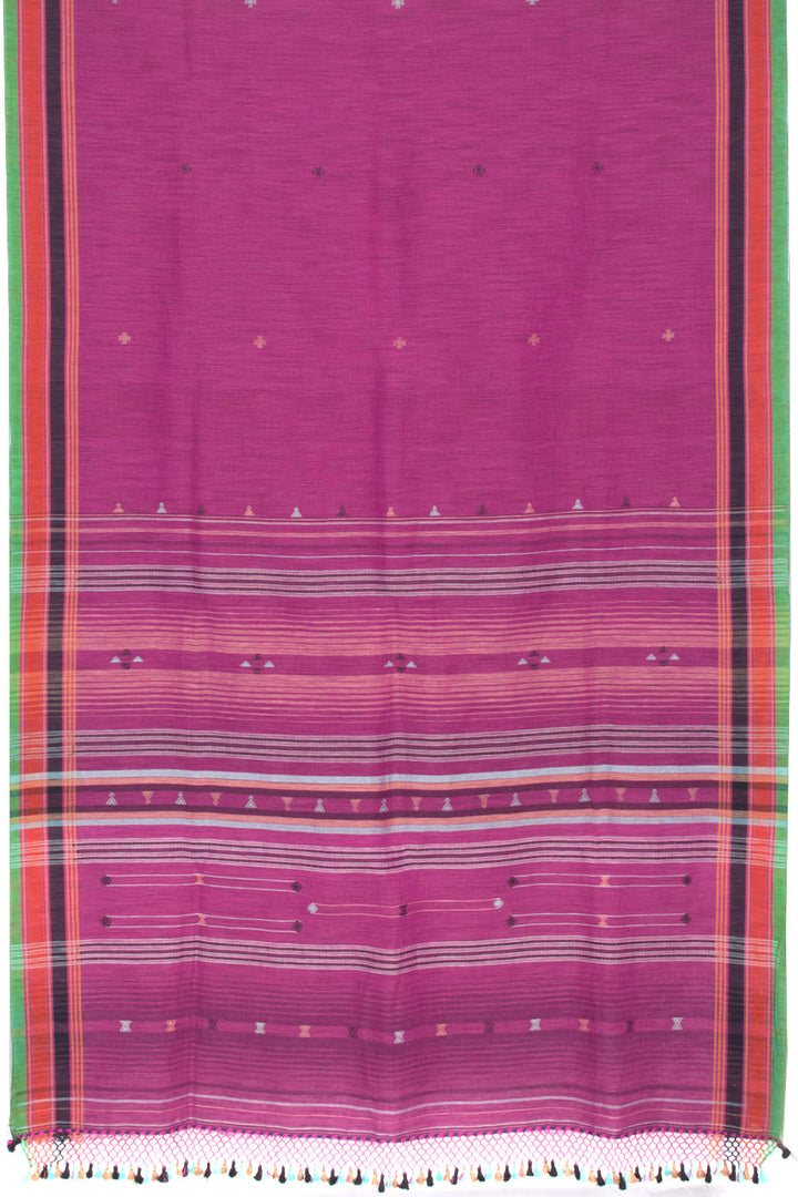 Magenta Handloom Bhujodi Linen Saree 10069847 - Avishya