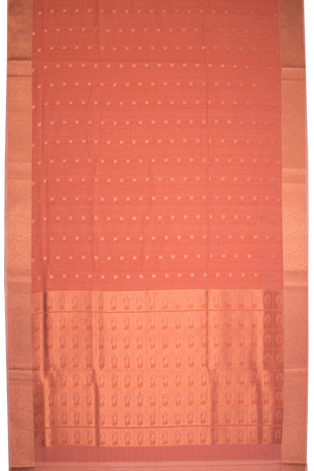 Rust Orange South Silk Cotton Saree 10069875 - Avishya