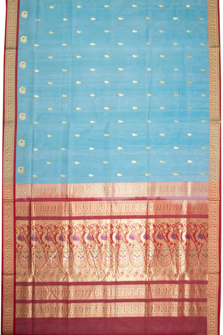Blue Madurai Silk Cotton Saree 10069897 - Avishya