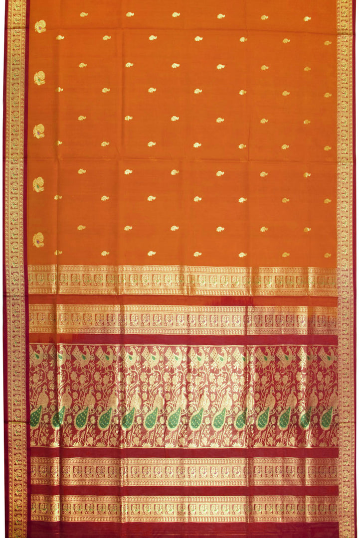 Orange Madurai Silk Cotton Saree 10069899 - Avishya