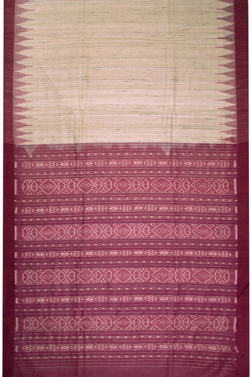 Tuscan Beige Gopalpur Tussar Silk Saree with Ikat pallu 10069908 - Avishya 