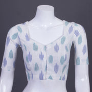White Handcrafted Ikat Cotton Blouse Without Lining 10069947 - Avishya