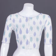 White Handcrafted Ikat Cotton Blouse Without Lining 10069948 - Avishya