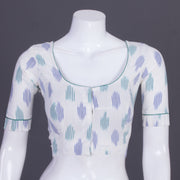 White Handcrafted Ikat Cotton Blouse Without Lining 10069949 - Avishya