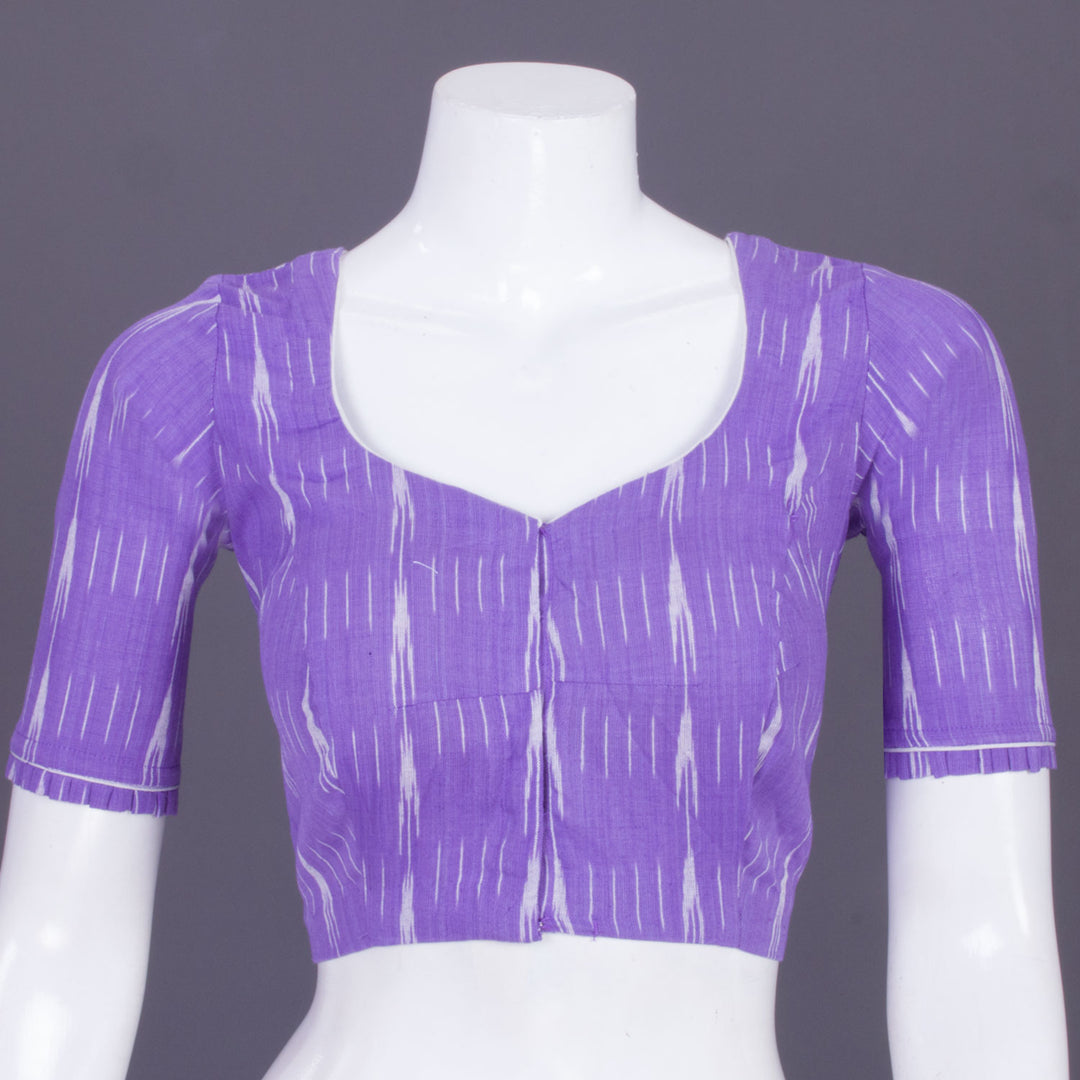 Lavender Handcrafted Ikat Cotton Blouse Without Lining 10069964- Avishya