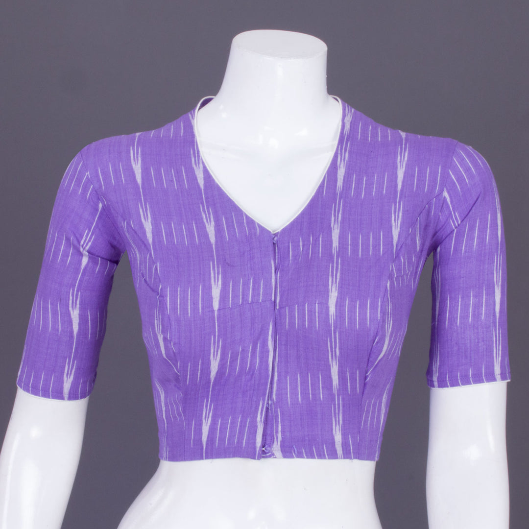 Lavender Handcrafted Ikat Cotton Blouse Without Lining 10069967 - Avishya