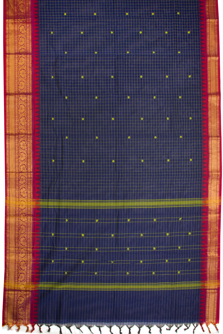 Blue Handloom Chettinad Cotton Saree 10069992 - Avishya