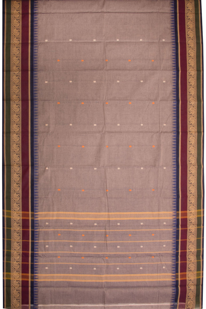 Brown Handloom Chettinad Cotton Saree 10070043 - Avishya