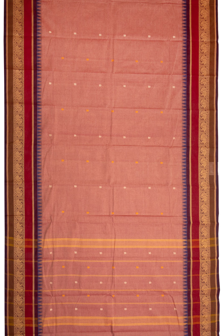 Brown Handloom Chettinad Cotton Saree 10070044 - Avishya