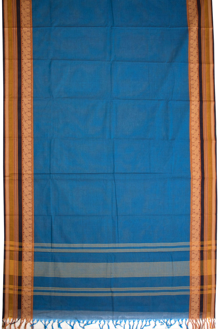 Teal Blue Handloom Chettinad Cotton Saree 10070058 - Avishya