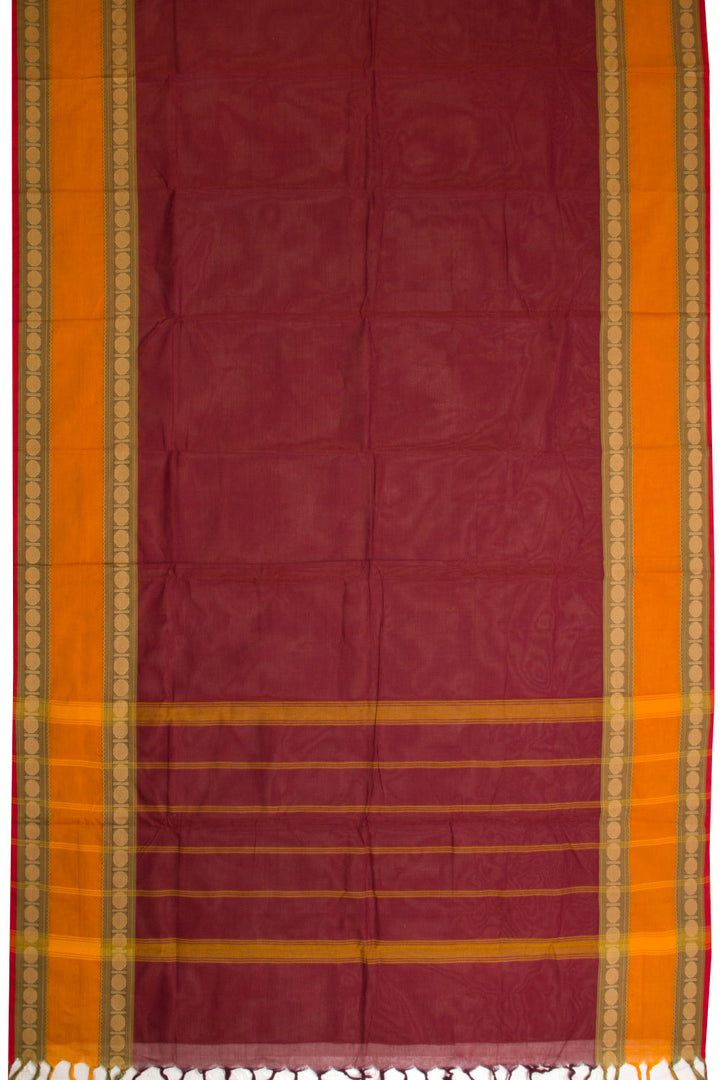 Maroon Handloom Chettinad Cotton Saree 10070065 - AVishya