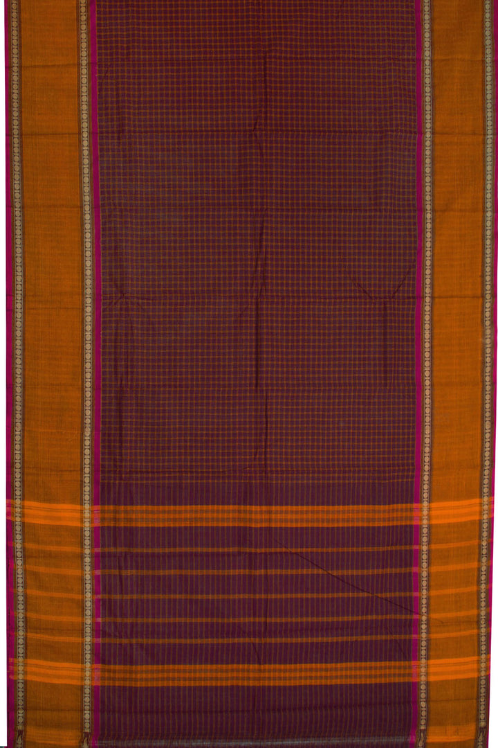 Maroon Handloom Chettinad Cotton Saree Without Blouse 10070067 - Avishya