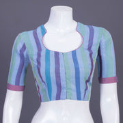 Steel Blue Striped Andhra Cotton Blouse 10070431