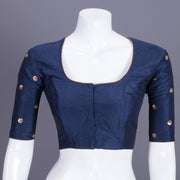 Navy Blue Aari Embroidered Tussar Silk Blouse 10077718