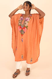 Orange Sozni Embroidered Cotton Kaftan 10070452