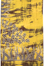 Yellow Batik Tussar Silk  Saree 