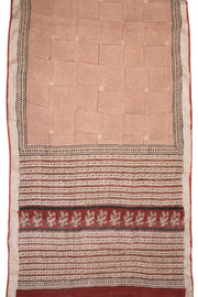  Beige Hand Block Printed linen saree