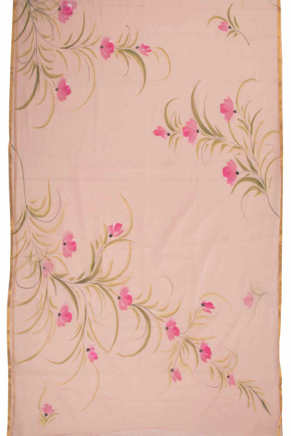 Blush Petals (Handpainted Pure Chiffon Saree)