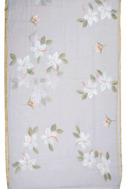 Cloud Grey Hand Painted Chiffon Saree