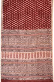 Deep Maroon Bagh Printed Silk Cotton Saree 10071007 - Avishya