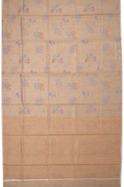 Brown Handloom Printed Chanderi Silk Cotton Saree 