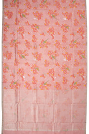 Pink Handloom Printed Chanderi Silk Cotton Saree