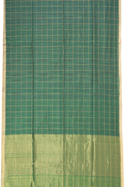 Green Handwoven Chanderi Saree With Zari Checks 10071125