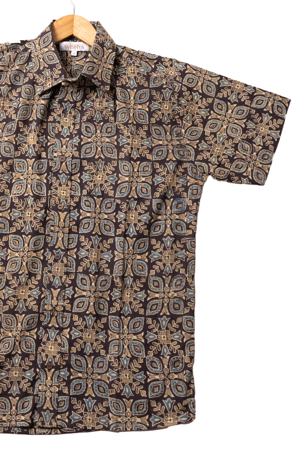 Yellow - Ajrakh Block Printed Cotton Men Full Sleeve Shirt 18