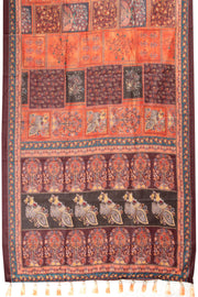 Orange Kalamkari Printed Malai Cotton Saree