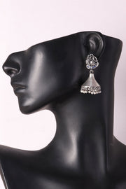 Oxidised Earring With Peacock Motif