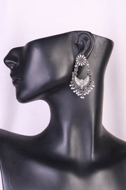 Oxidised Chaandbalis Earring With Peacock Motif