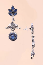 Oxidised Earring With Peacock Motif
