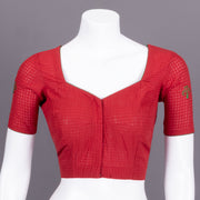 Maroon Slub Cotton Embroidered Blouse 
