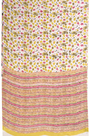 Green Hand Block Printed Cotton Saree