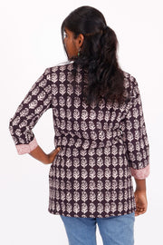 Black Raspberry Bagh Printed Cotton Kurti 10071568