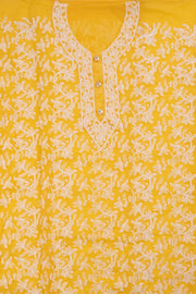 Yellow Embroidered Silk 3-Piece Salwar Suit Material 10071612