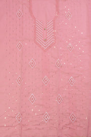 Pink Sequin Embroidered Silk 3-Piece Salwar Suit Material 10071614