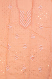 Peach Sequin Embroidered Silk 3-Piece Salwar Suit Material 10071615
