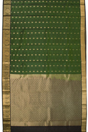 Kanjivaram Handloom Pure Silk Saree in Dark Forest Green with Zari Border and Pallu 10071871