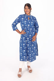 Blue Jahota Hand Block Cotton Kurta