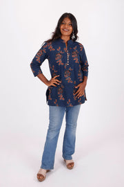 Lowes Blue Ajrakh Printed Cotton Kurti 10072038