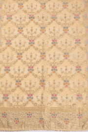 Peach Embroidered Silk 3-Piece Salwar Suit Material 10072071