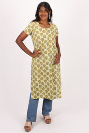 Green Handblock Vanaspathi Printed Cotton Kurta